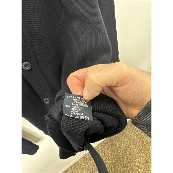 Green Coast Yachting Men M Blue Cardigan Merino Wool Blend Preppy Sailing Italy - Picture 8 of 8